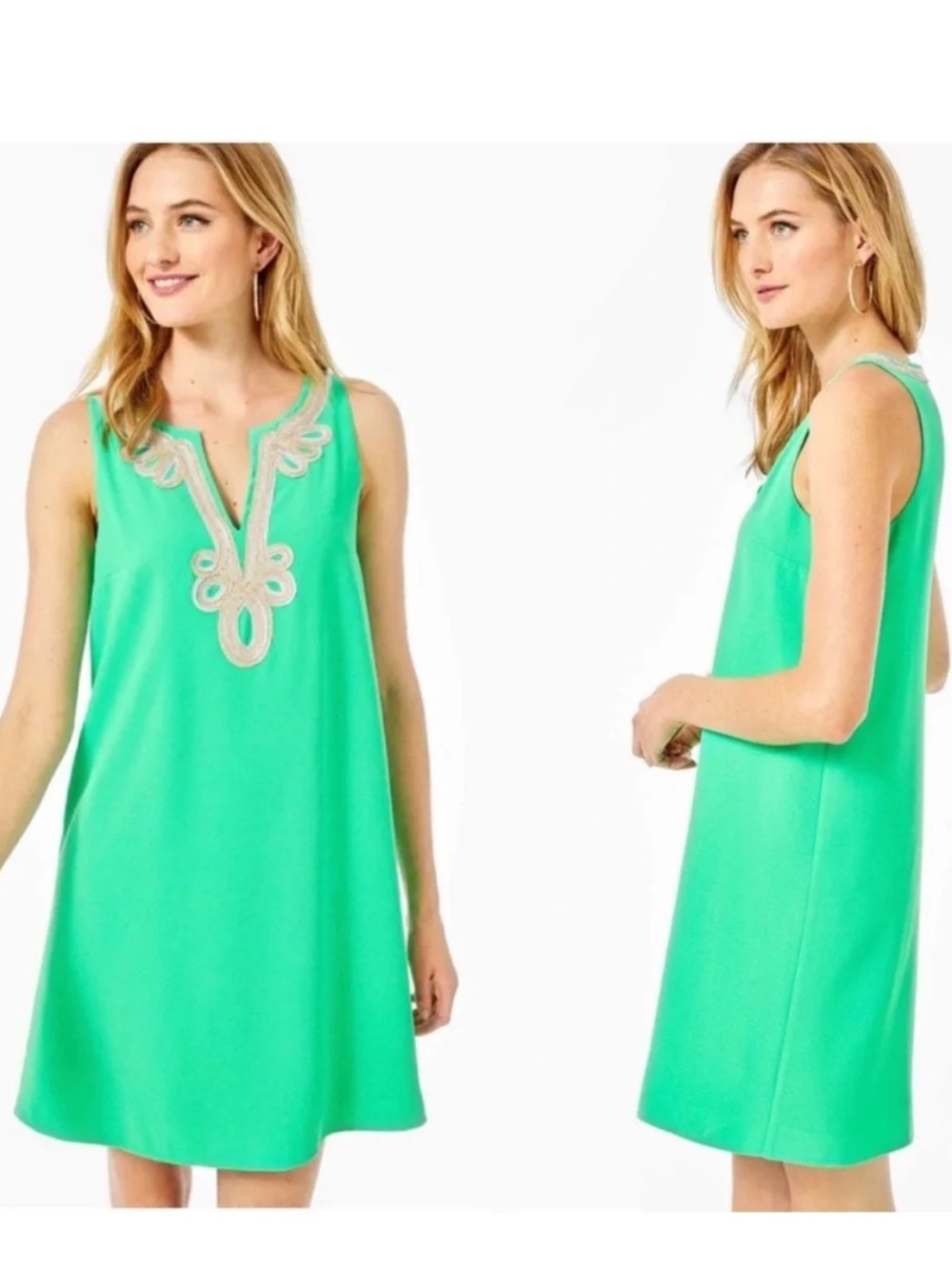 Women’s Sleeveless Embroidered V-Neck Swim Cover Dress in Mint Green